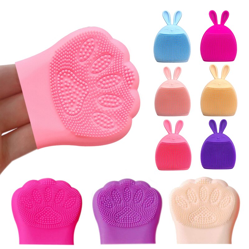 Konijn Kat Klauw Silicagel Schoonmaken Pad Wassen Gezicht Gezichts Exfoliërende Borstel Huid Scrub Cover Hand Schoonheid Reiniging Borstels Douche