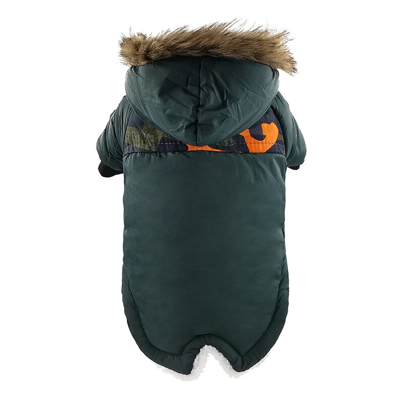 Dog Cotton-padded Jacket With Hood Autumn and Winter Puppy Two-leg Cotton Coat Keep Warm Comfortable Pet Clothes Accessories: Green / S