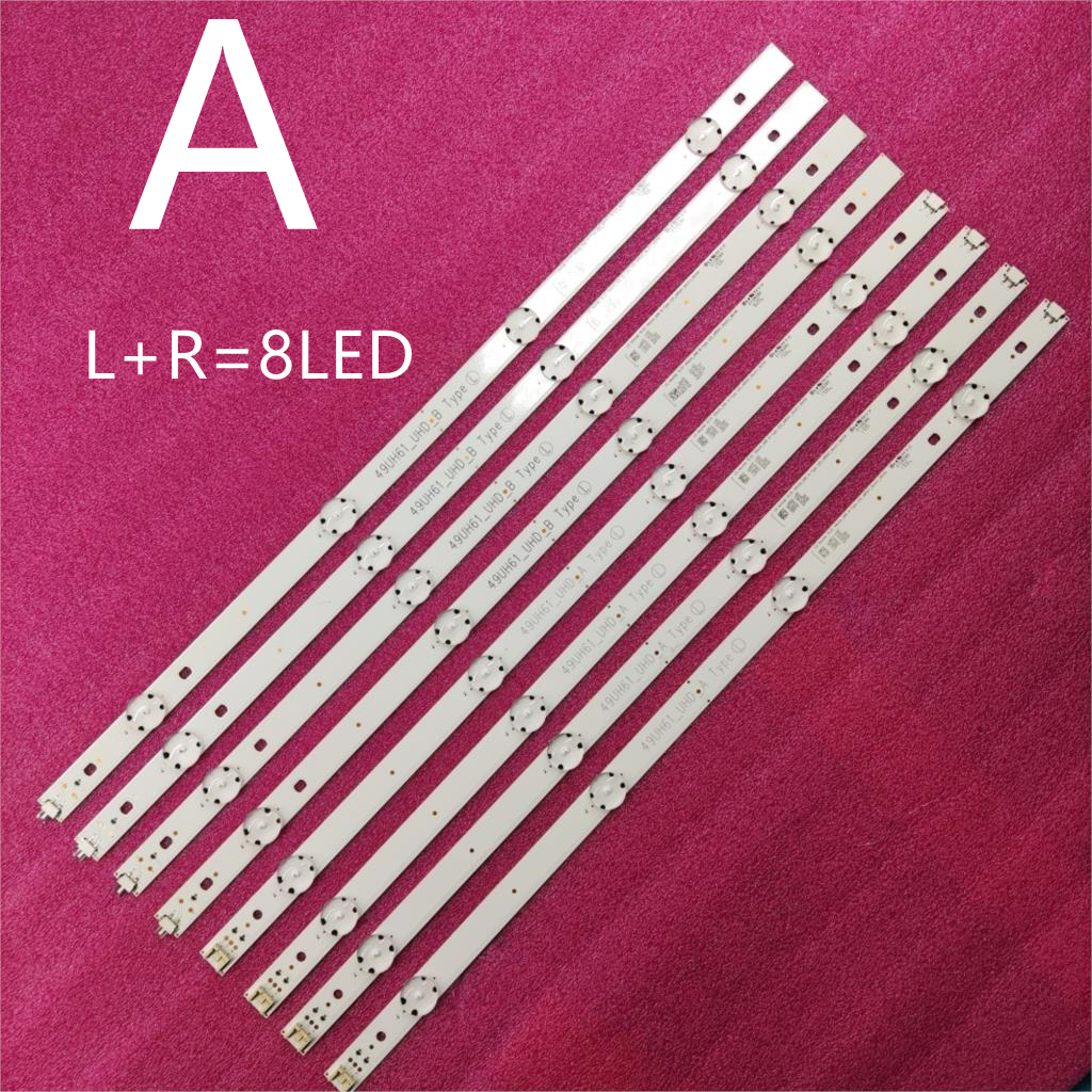 8 unids/set tira de LED para iluminación trasera para L.G 49UH610V 49UH603V 49UH601V 49UH620V 49UH6100 49UH61_UHD_A B HC490DGN-SLNX5-514X: Azul