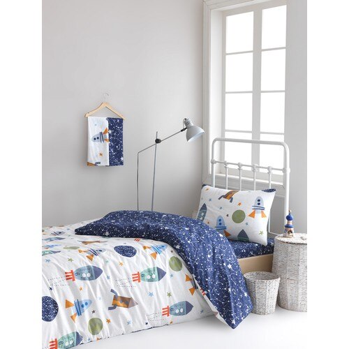 Enlora – housse de couette 100 coton naturel, pour chambre d&#39;enfant et adolescent, couleur bleu marine, 160x220 cm