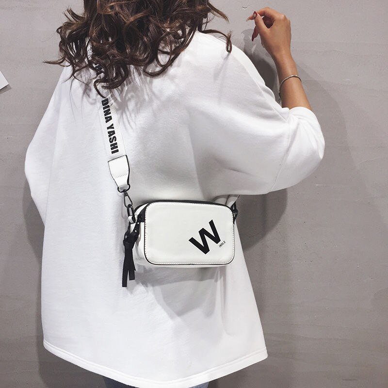 Vrouwen Schouder Messenger Bag Brief Print Mode Pu Leer Toevallige Crossbody Tassen Kleine Evening Clutch Purse Wit Handtassen: WHITE