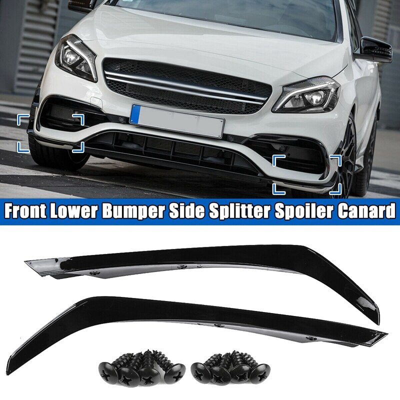 Front Lower Bumper Side Splitter Spoiler Canard for Mercedes Benz W176 A-Class A180 A200 A220 A250 AMG A45