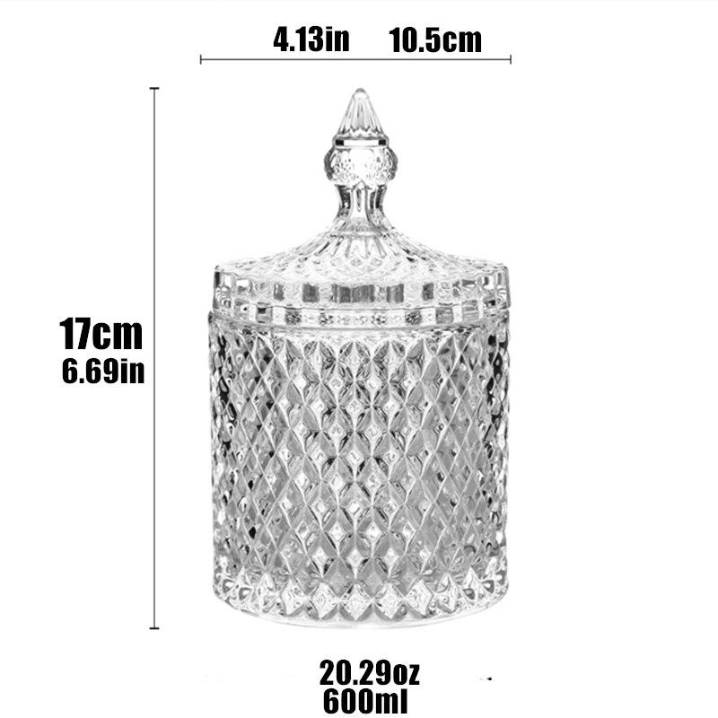 Color Crystal Glass Storage Jar Lids 600ML Candy Jar Glass Transparent Container Cookie Cotton Swab Box Cotton Household Storage: 6