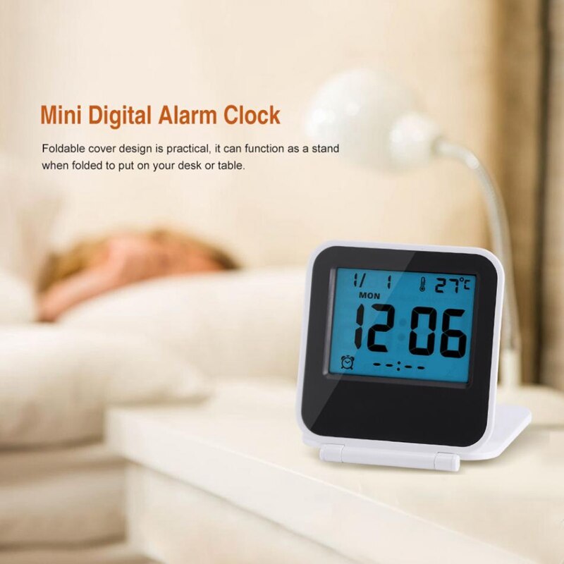 Alarm Clock Portable Foldable Tabletop Travel Digital Alarm Clock With Temperature Calendar Date Week Kitchen Alarm Clock