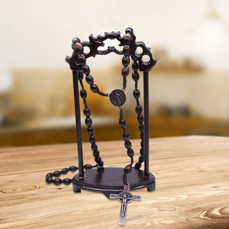 Jesus Houten Gebed Kralen Cross Geweven Touw Katholieke Religieuze Muur Rozenkrans Ketting Sieraden Trui Chain Decor Voor