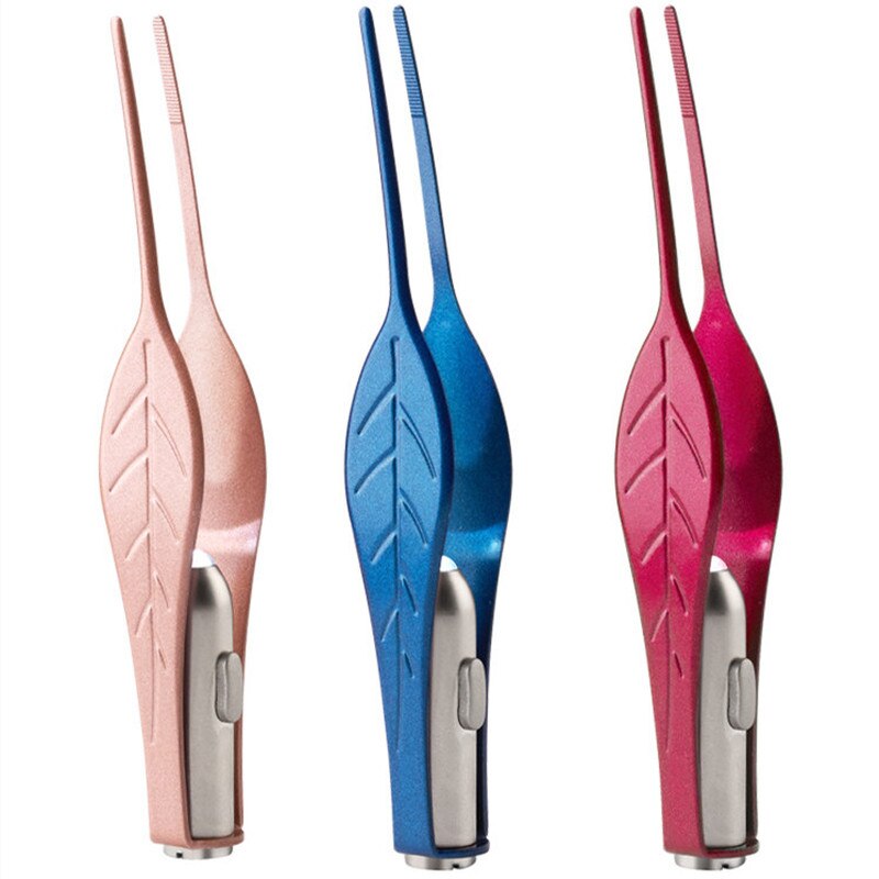 Linterna LED de limpieza para la oreja, la nariz y el ombligo, fórceps de seguridad para cuidado del bebé, pinza limpiadora de plástico, herramienta de seguridad para la cera de la oreja, 1 unidad