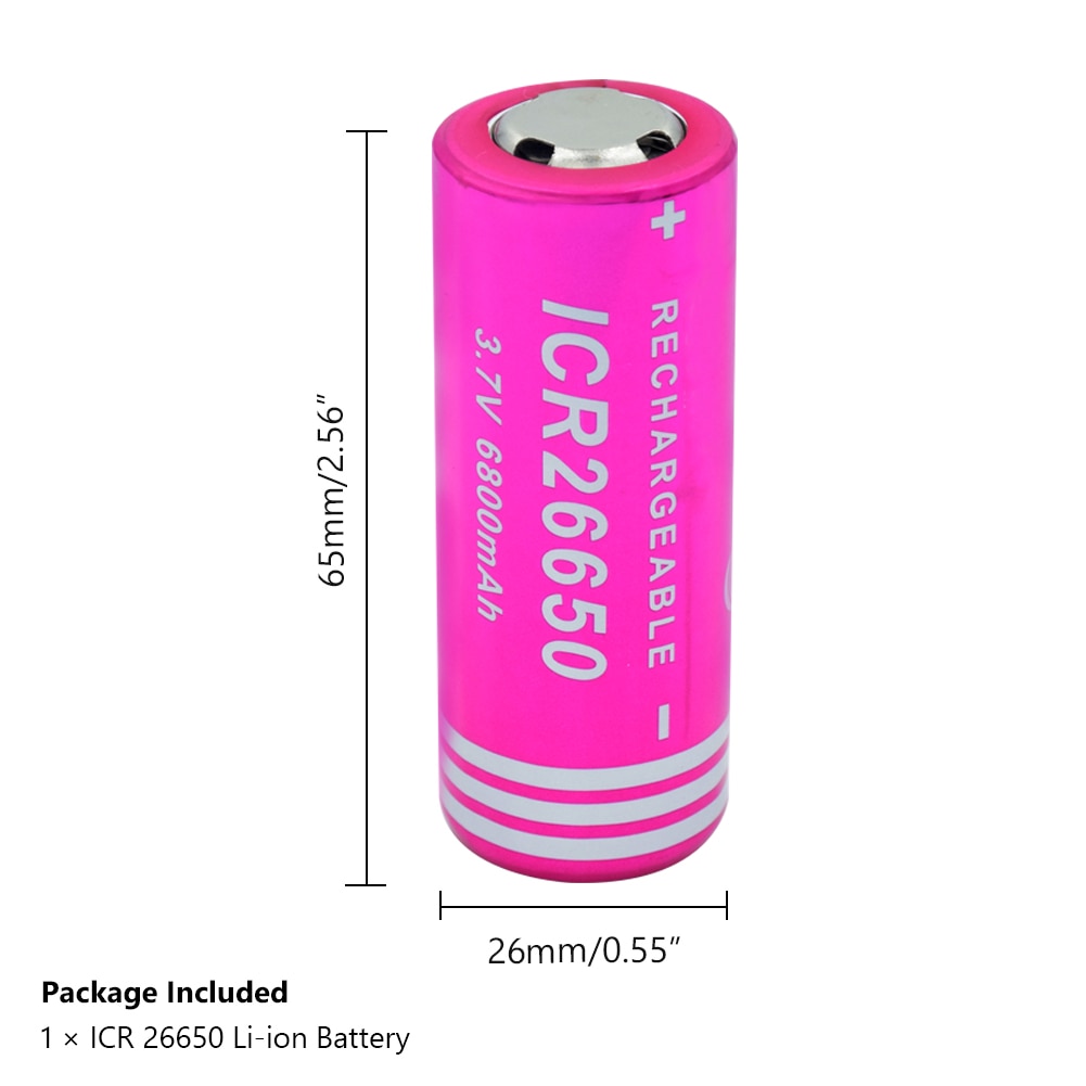 1/2/4 Uds. 3,7 v Volt ICR 26650 6800mAh Li-ion, batería de 26650 celdas recargable para linterna Led, linterna, linterna