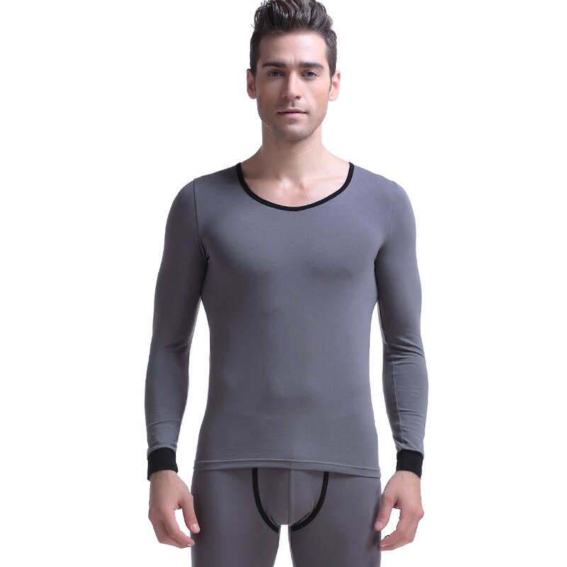 Heren thermisch ondergoed set foundation dunne sectie strak katoen lage kraag grote v-kraag overhemd lange onderbroek heren thermisch heren onderbroek: Donkergrijs / Xxxl