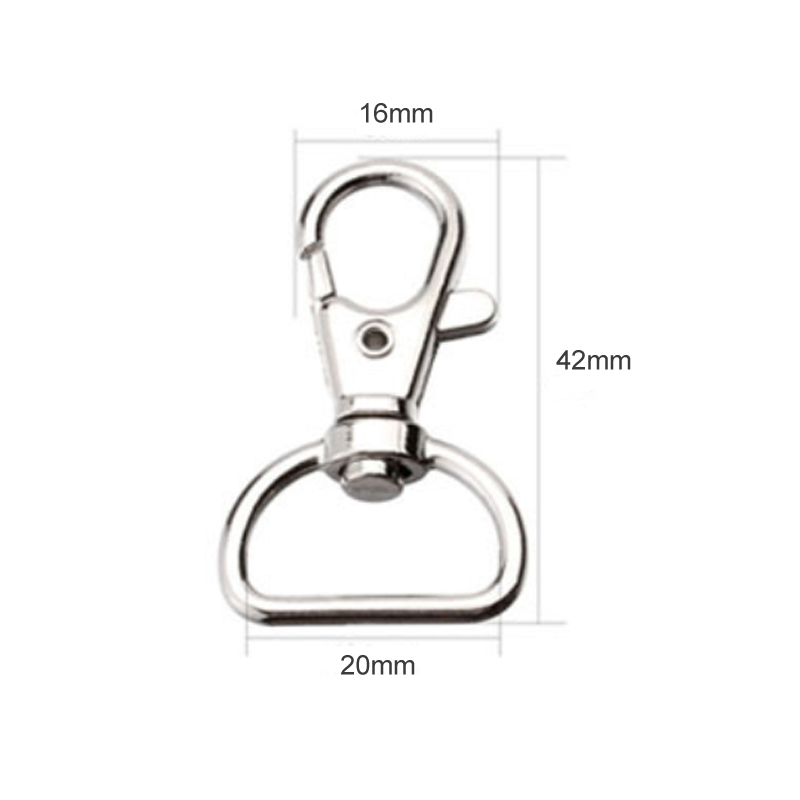 10 st kläder sömnad tyg karbinhake lanyard pyssel metall vridbar avtryckare utomhus ryggsäck väska delar 6 storlekar hummer lås: 20mm