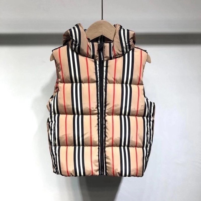 Striped Outwear For Children Khaki Vests & Waistcoats B Brand Winter Thermal Clothing Kids Down Coat