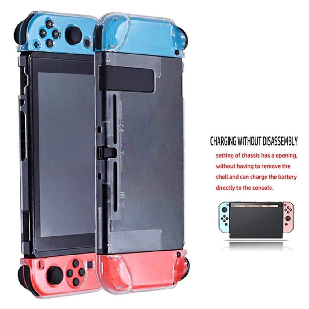 Caja transparente de PC de cristal desmontable para Nintendo Nintend Switch NS NX carcasa trasera transparente dura Coque bolsa Ultra delgada