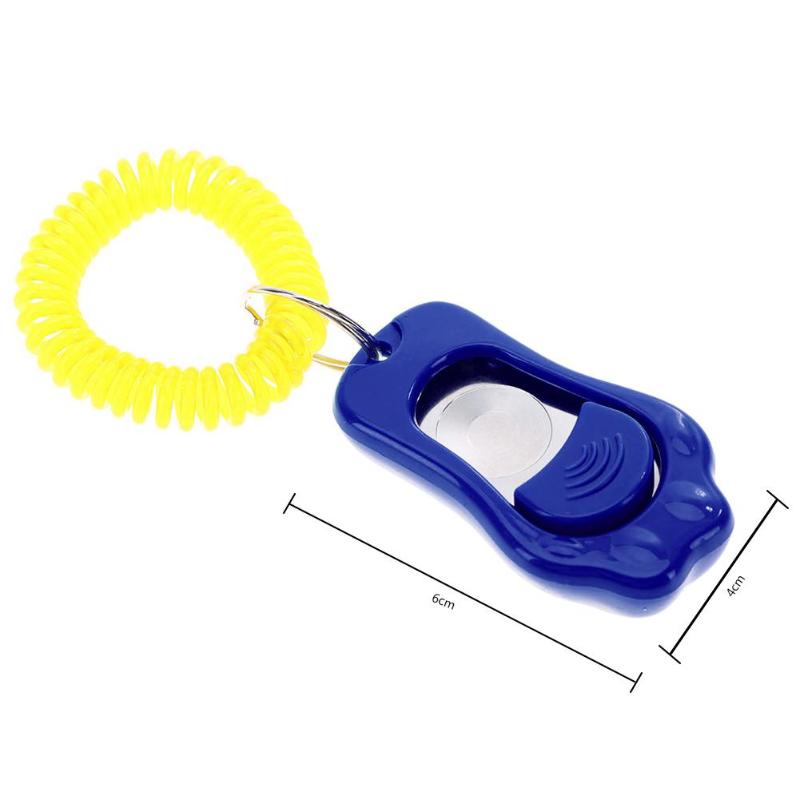 Remote Portable Animal Dog Button Clicker Sound Pet Trainer Wrist Band Accessory Lightness Portability Convenient Carrier: Blue