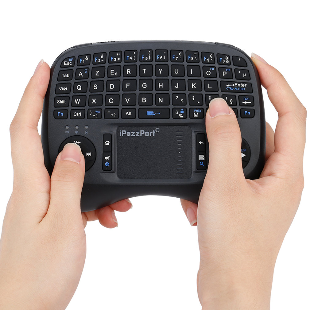 2.4GHz Mini clavier QWERTY sans fil avec rétro-éclairage pour bureau/ordinateur portable double souris USB récepteur Plug and Play 4 langues