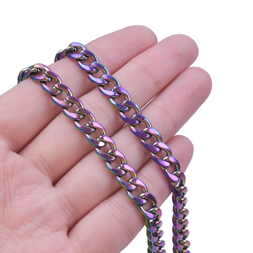 Rainbow Silver Color Link Chain Necklace For Women Men Accessories Stainless Steel Necklaces Bracelets Jewelry 20-90 cm