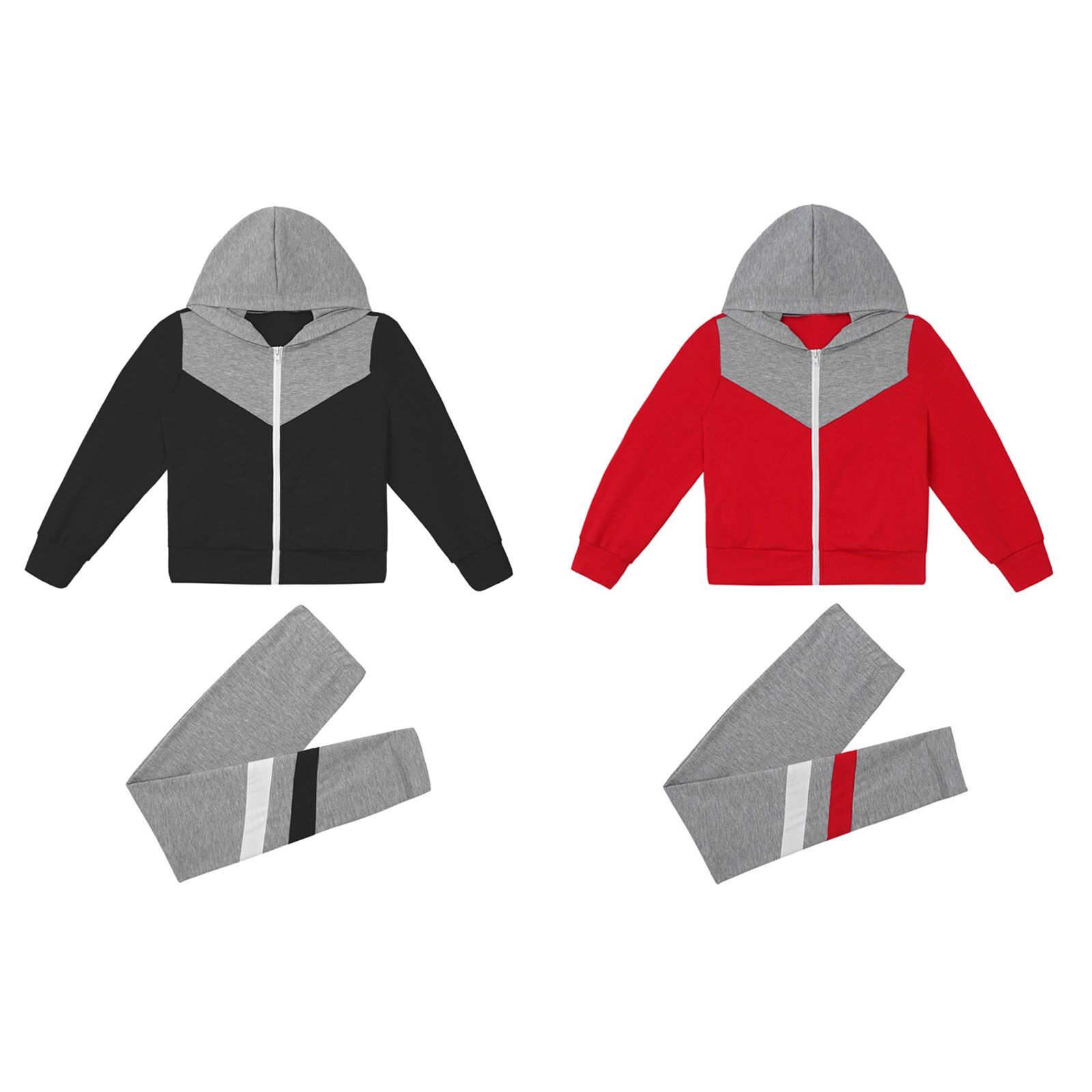 Two Piece Sets Kids Sport Outfits Sportswear Front Zipper Tracksuit Hooded Hoodie Tops and Pant Casual 2Pcs Sports Suit