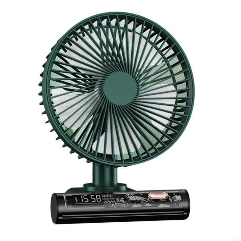 K32C Portable Powerful Small Table Fan Battery Desk Fan for Home Office Car Outdoor: green