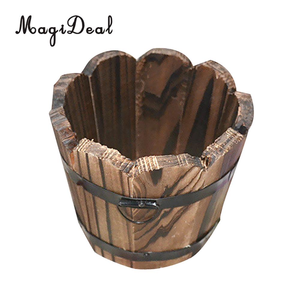 MagiDeal Wooden Bucket Flower Pot Garden Plant Planter Outdoor Home Decor Supply: 4