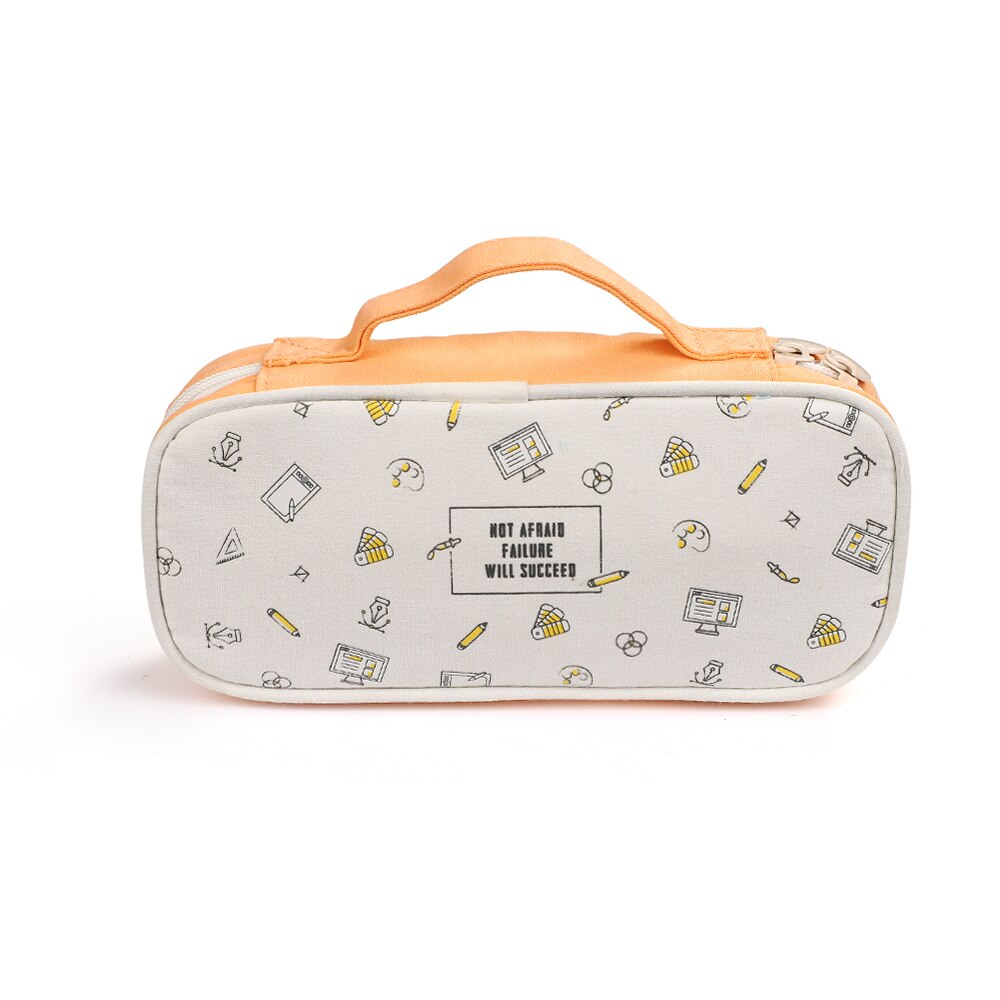 Estojo escolar portátil multifuncional, material de papelaria criativo e portátil de alta capacidade para lápis, armazenamento simples e multifuncional: Orange