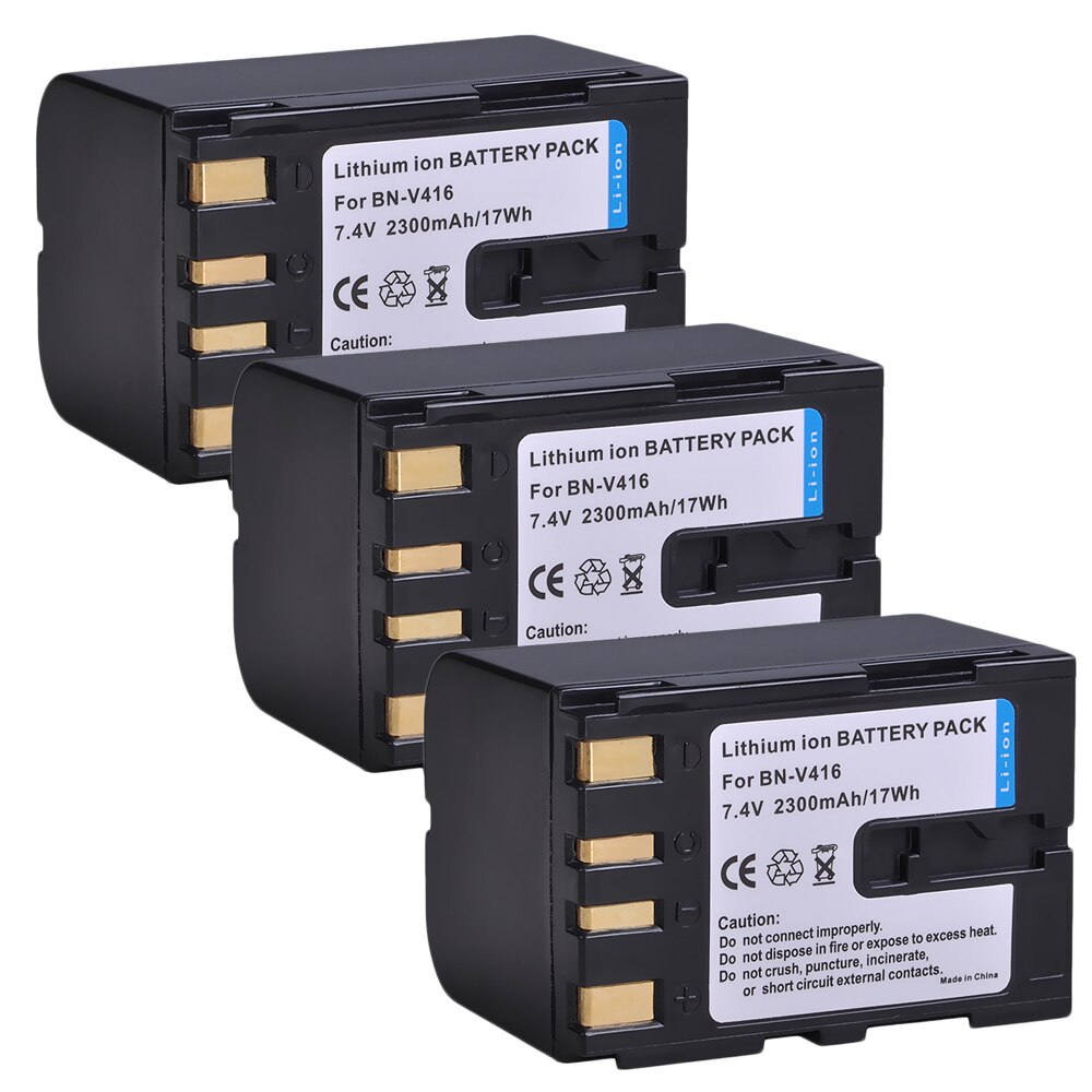 Batería de repuesto para videocámara JVC BN-V416, BN-V416U, BN-V428, BN-V428U, GR-D93, GR-D94, GR-D220, GR-D225, GR-D228, 2300mah: 3 battery