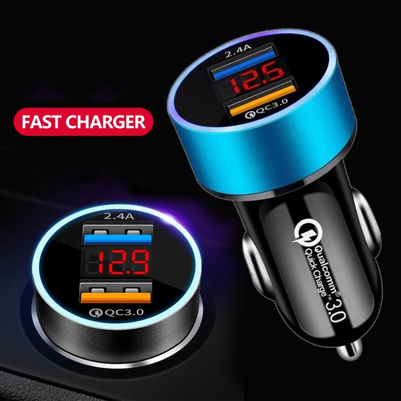 18W Dual USB Auto Ladegerät LED Schnelle Lade Handy Ladung Für iPhone 12 11 mini Pro X XR max 7 8 Plus Xiaomi Huawei Samsung