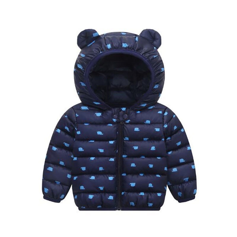 Winter Warm Baby Jassen Meisjes Jongens Kids Jassen Hooded Lange Mouwen Katoen Cartoon Baby Kleding Mode Peuter Bovenkleding Herfst: Navy / 6M-9M