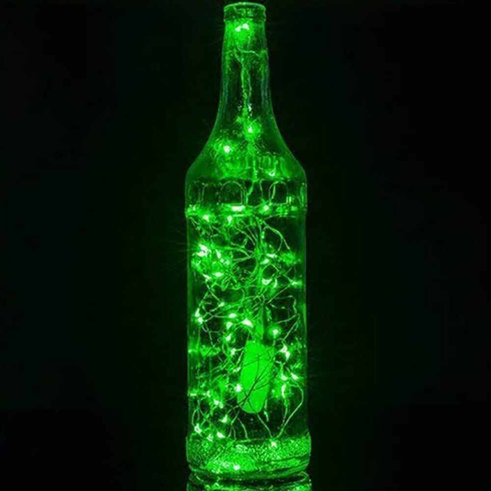 Batterij Aangedreven Guirlande Wijn Fles Verlichting Met Kurk 2M 20Leds Koperdraad Kleurrijke Fairy Lights String Voor Party bruiloft Decor: green / 2m 20LEDs