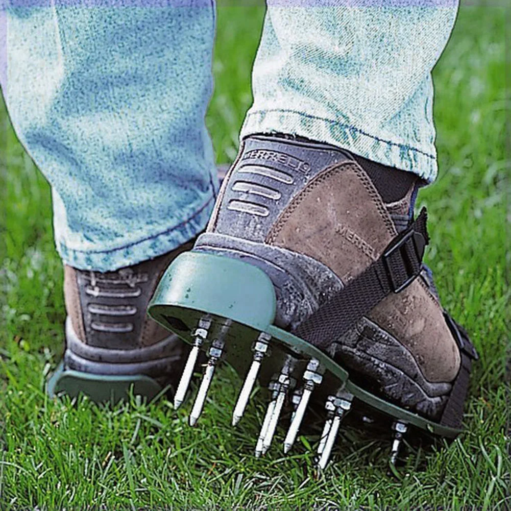 Chaussures à ongles de jardin auto-tombantes, outil de sol avec aérateur de pelouse à ongles, pointes, sandales de culture de jardin, 1 paire, 2 paires