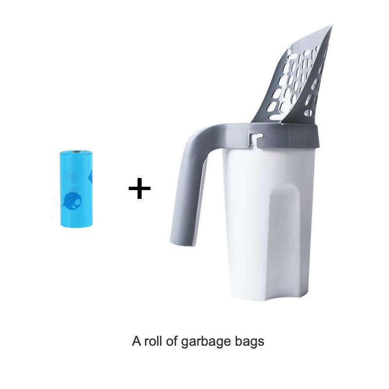 Kattbajsspade set med förvaringslåda kattsandsspade husdjursrengöringsverktyg stor plastspade husdjurstillbehör bajspåse: Scharlakansrött