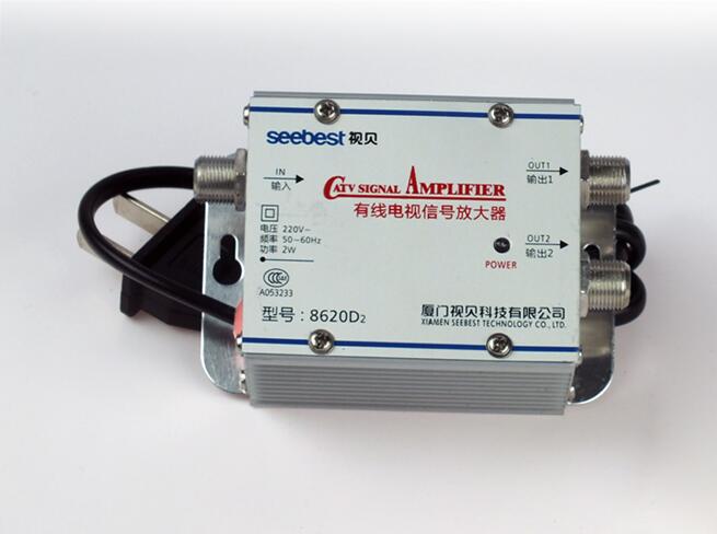 2 Way 1 In 2 Out CATV VCR TV Antenna Signal Amplifier Booster Splitter 20DB 45Mhz to 860MHz 220V EU plug