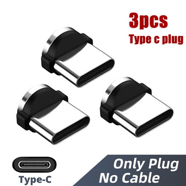 3pcs for Mobile Phone Replacement Parts Easy Operate Durable Converter 360 Degree Rotation Magnetic Tips Charging Cable Adapter: 3pcs Plug For Type C