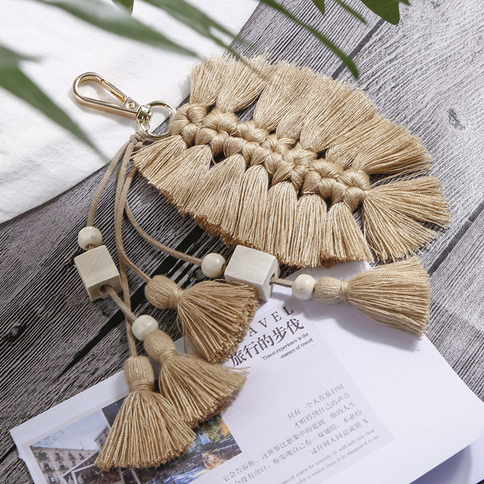 1PC Style Bohemia Leaf Tassel Fringed DIY Jewelry Garments Bag Decorative Accessories Key Chain Pendant Craft Cotton Tassels