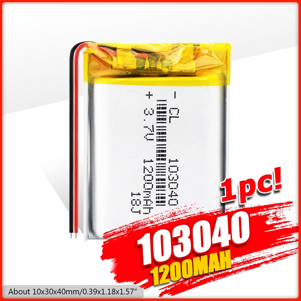 Lithium polymer battery 3.7V 1200mAh LiPo Rechargeable Battery 103040 For MP3 MP4 GPS PSP mobile video game PAD E-book Tablet