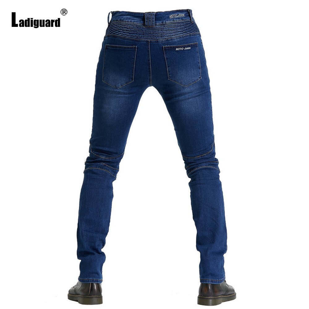 Ladiguard Plus Größe Männer Jeans Demin Hosen Ich bin Westlichen Fahrrad Sliming Unteren Männlichen Polsterung Hosen Neue Patchwork draussen Demin Schlauch