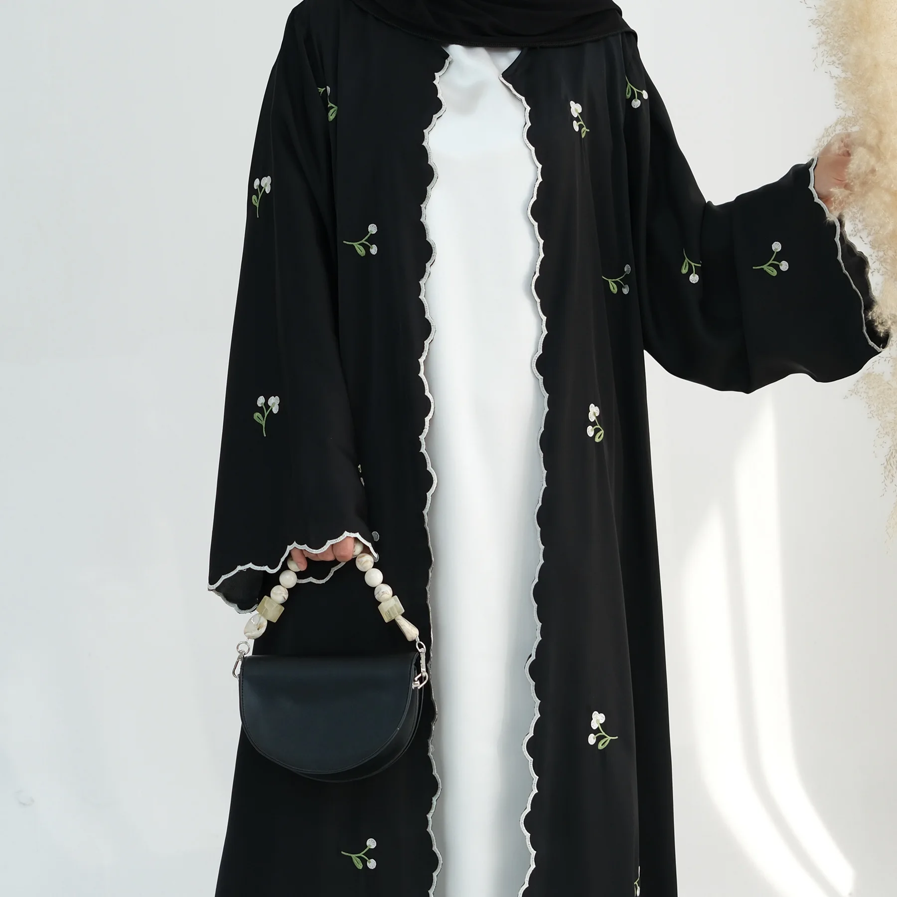 Ramadan Arab Women Fashion Frock Casual Middle East Robe O-Neck Long Sleeved Loose Muslim Abaya Chiffon Party Long Dress