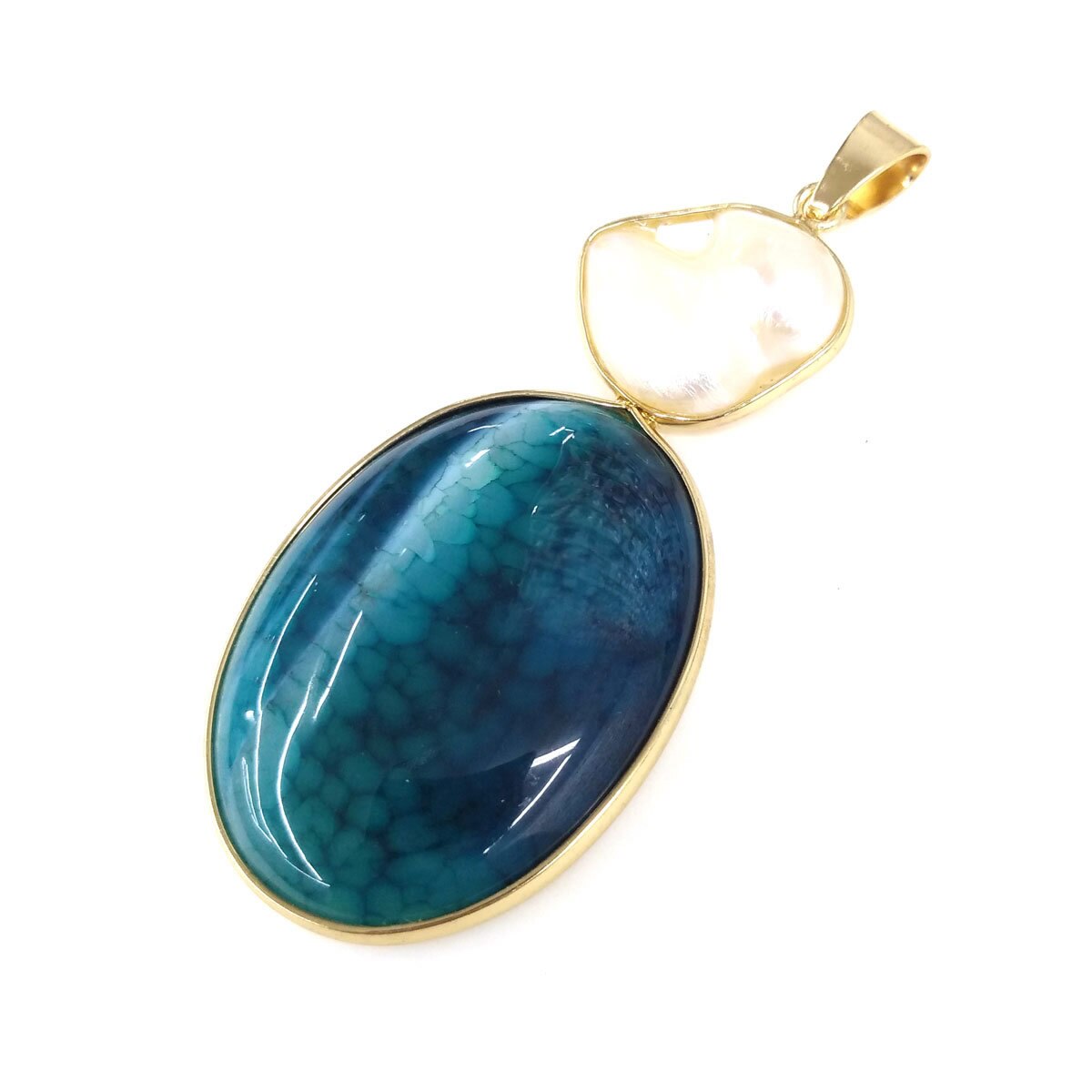 Naturale di Pietra Alla Moda Agate Pendenti Con Gemme E Perle di Forma Ovale Del Pendente per Monili Che Fanno Fai Da Te collana accessori Formato 31x76mm: 10