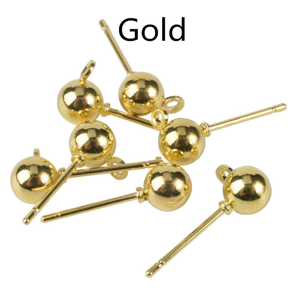 50 sztuk/partia 3 4 5 mm Ball paciorek głowy szpilki stadniny kolczyki igły akcesoria kolczyki podstawowe szpilki do tworzenia biżuterii dostaw: Gold / 4mm 50pcs