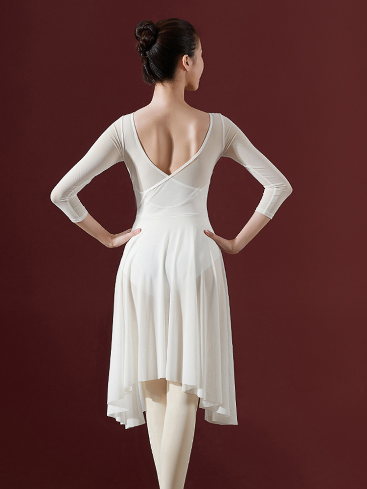 Tights ballet one-piece skirt mesh show costume adult practice white gauze skirt dance gymnastics clothing
