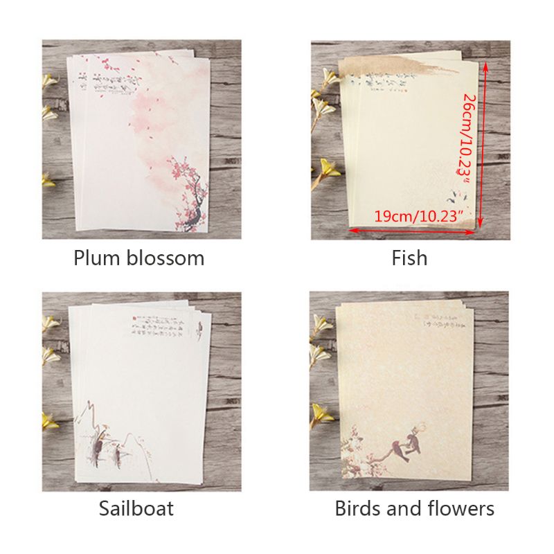 32pcs Home Vintage Writing Letter Paper Retro Writing Stationery School Supplies C5AB