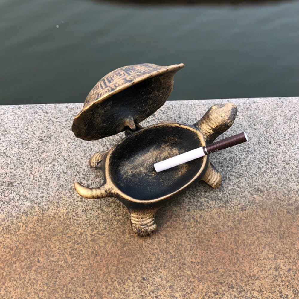1Pc Schildpad Asbak Ambachten Gietijzeren Metalen Schildpad Asbak Decor Retro Schildpad Asbak Ornament Persoonlijkheid Schildpad Asbak