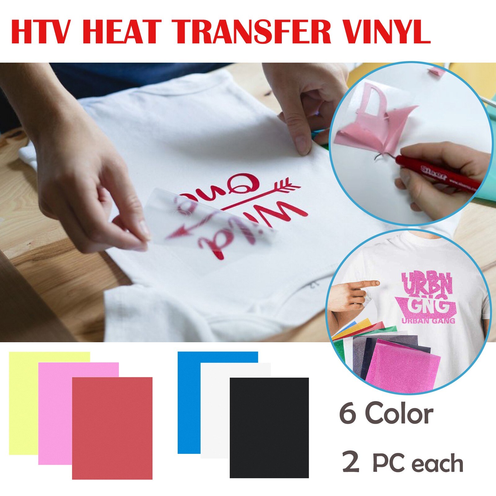 Fer sur vinyle vinyle fer sur fer sur vinyle pour t-shirts blanc noir Bundle