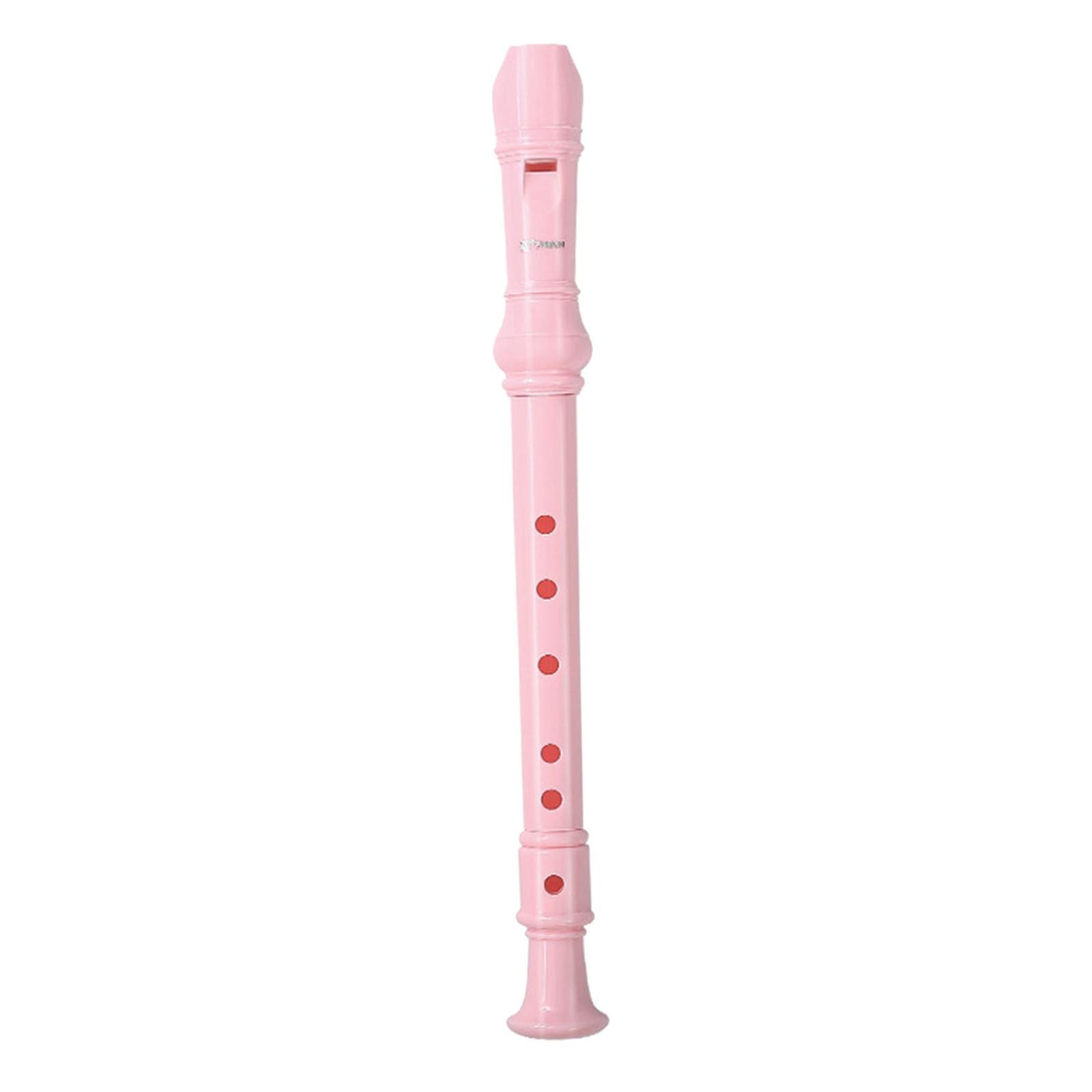 German Style Soprano Recorder Long Flute for Musicians Teens Birthday: Pink 6 Hole
