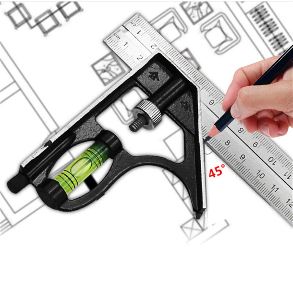 Ruler Measuring-Tool Protractor Adjustable Stainless Steel Multifunctional Combination Set Right Angle Ruler Measurement Tools