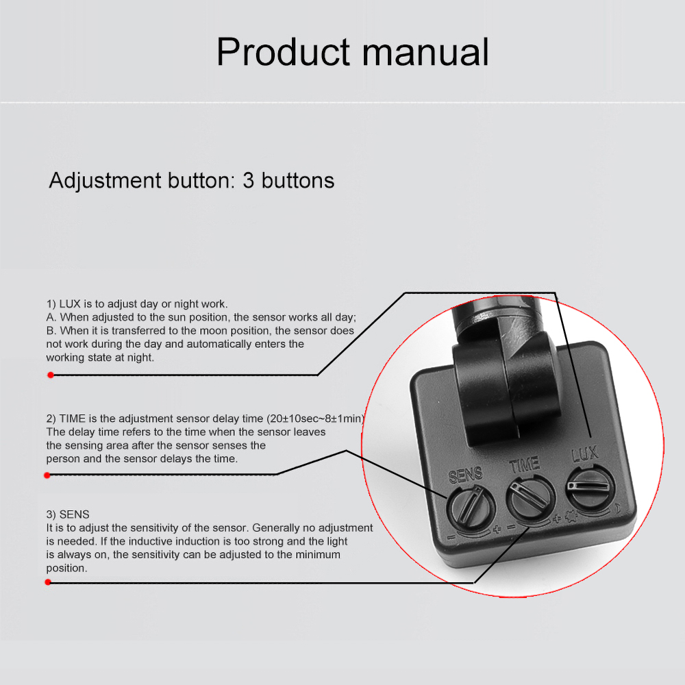 Ultrathin LED Flood Light PIR Motion Sensor Detector 10/12mm Waterproof Outdoor 85-265V IP65 Motion Sensor Adjustable PIR Switch