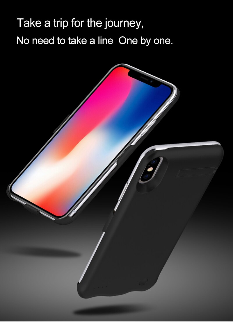 5200 mah uppladdningsbart batteriladdarfodral för iphone x extern bärbar telefonhållare powerbankfodral backup skal för iphone x