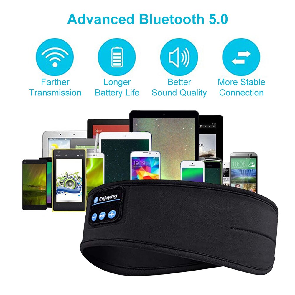 Cuffie senza fili bluetooth 5.0 cuffie per dormire maschera per gli occhi lettore musicale/sport fascia da viaggio cuffie con fascia per il sudore cuffie Headset2021
