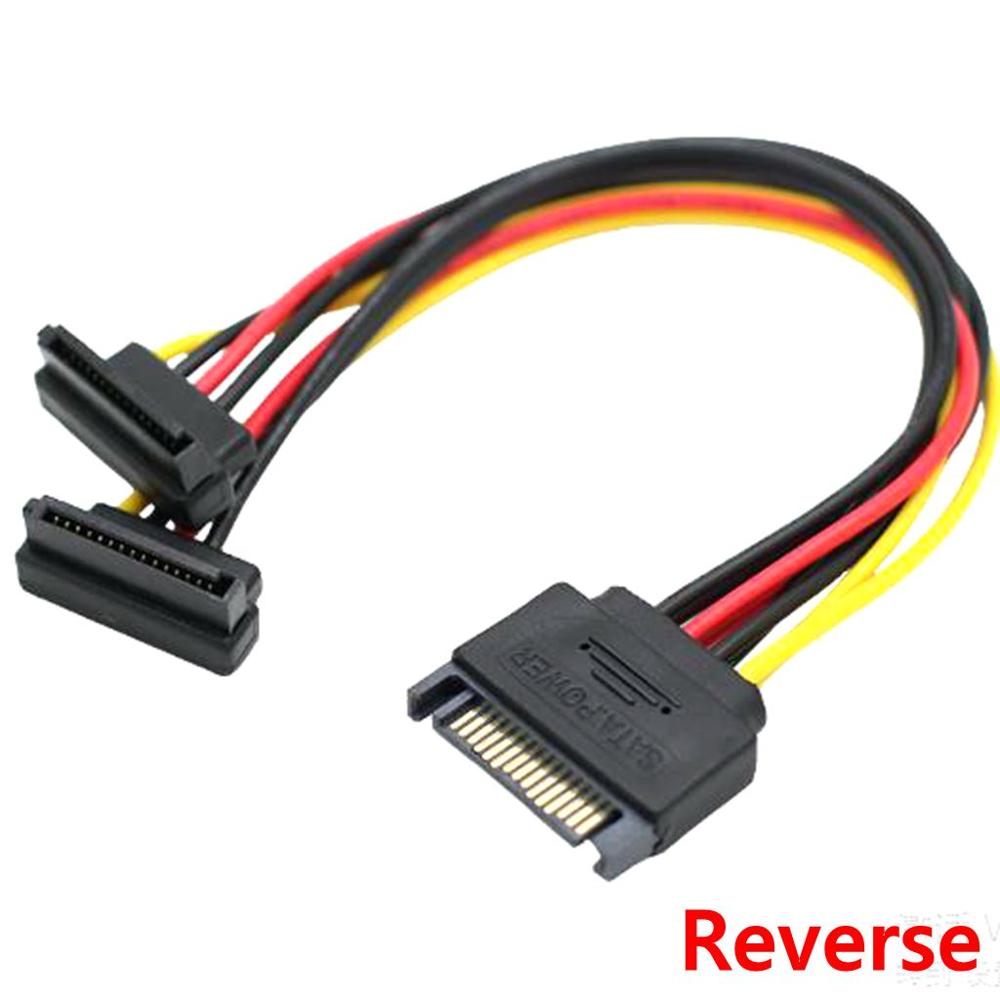 Sata Haakse 1 Naar 2 Manier 15Pin Sata Power Verlengkabel Male Naar Dual Vrouwelijke Sata Ssd Power Poort multiplier 20 Cm Beste Prijs: Reverse