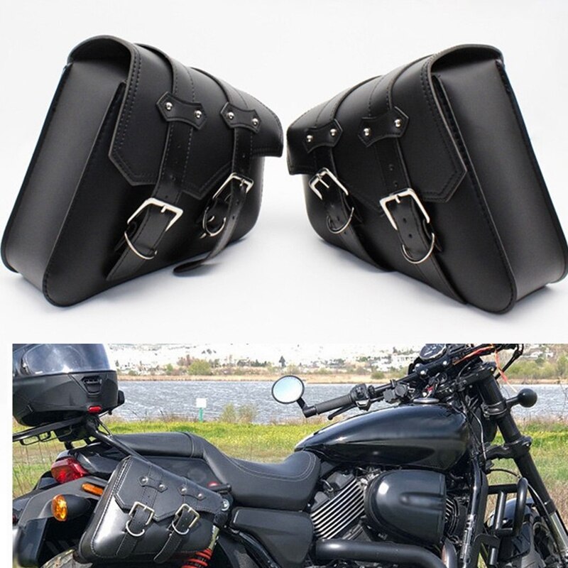 Sacoches de moto en cuir PU, sacoche à outils latérale, bagage, pochette noire universelle