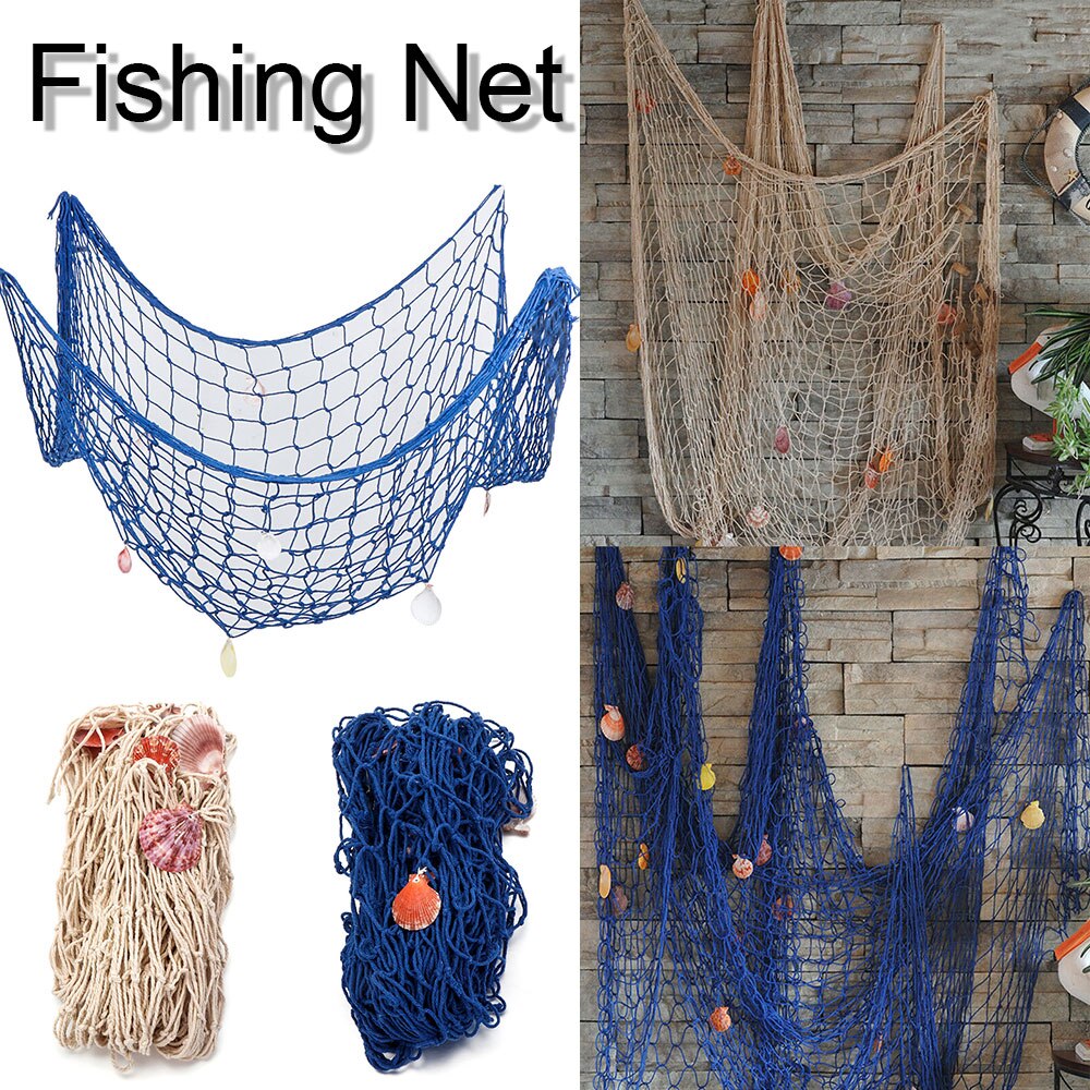 1Pc Boho Stijl Opknoping Nautische Visnet Schelpen Seaside Katoenen Draad Visnet Home Decor Party Ornement Ambachten