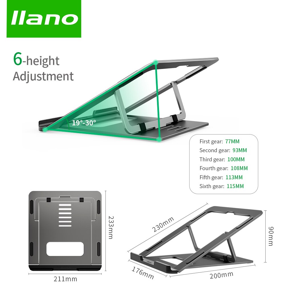 LLANO Adjustable Laptop Stand Foldable Non-Slip Desktop Notebook Laptop Holder 10-15.6 Inch For Macbook/Pro Air/iPad/Pro/DELL/HP: H12 Laptop stand