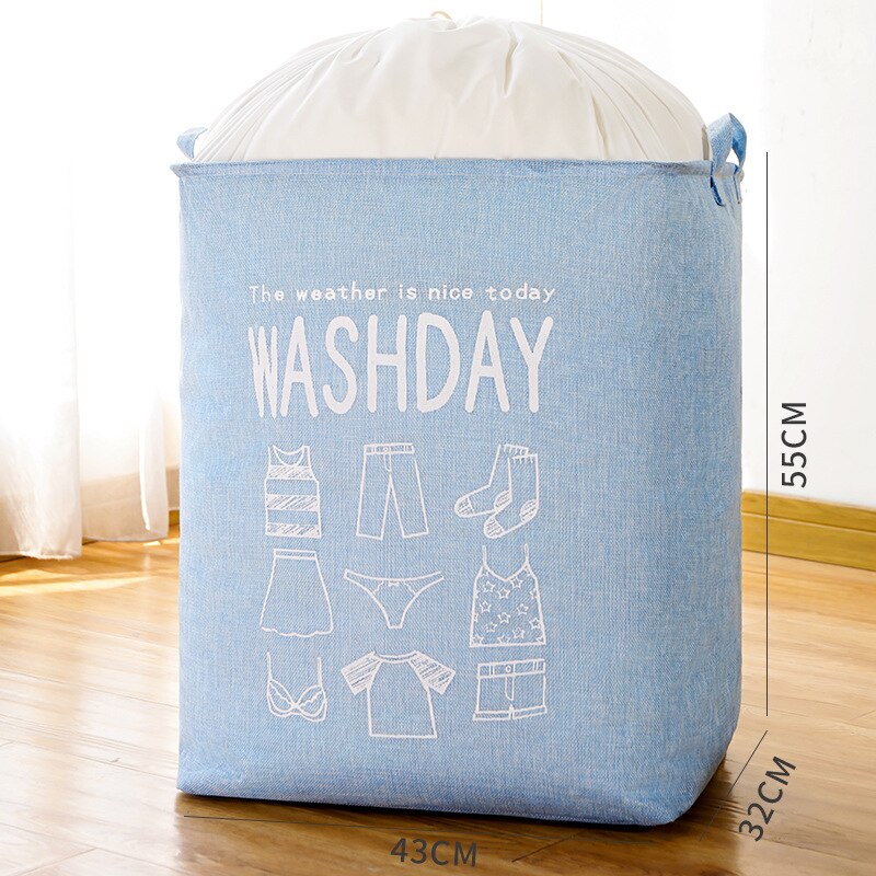Cube Folding Laundry Basket Laundry Holder Organizer Dirty Clothes Storage Basket Toys Bucket Household Clothing Storage Bag: blue 75L